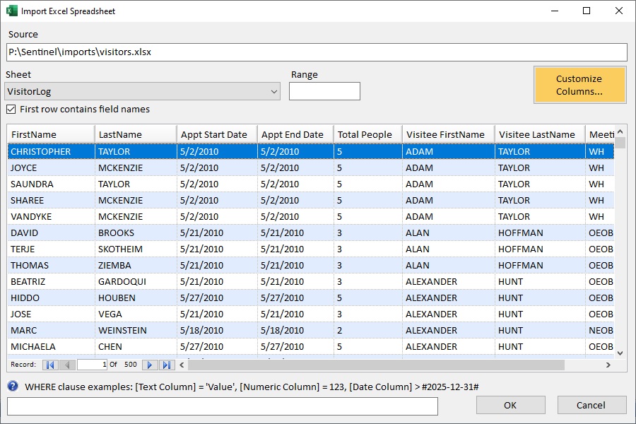 Customized Columns from Excel