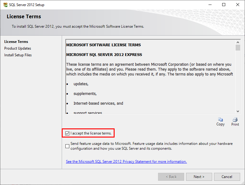 Microsoft SQL Server 2012 License Terms