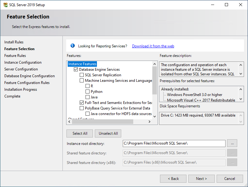 Microsoft SQL Server Express 2019 Instructions for Sentinel Visualizer