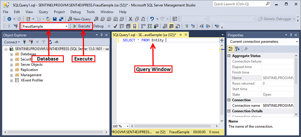 Microsoft SQL Server Management Studio Execute Query