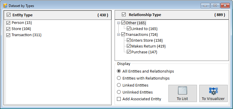 Filter by Entity and Relationship Types